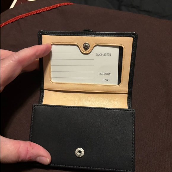 Coach Small Signature Card Wallet Black & Gray w/ Snap Closure - Picture 3 of 4